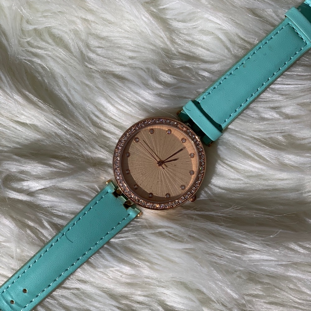 Rose Gold Teal Band Watch